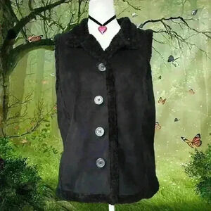 Y2k Brand New With Tags Lucy & Laurel Teddy Black Vest Size L